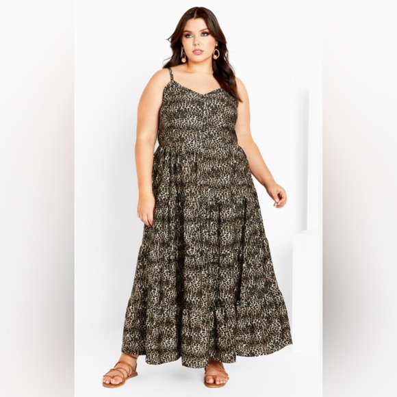 City Chic Black and Tan Sleeveless Maxi Sundress - Picture 1 of 6